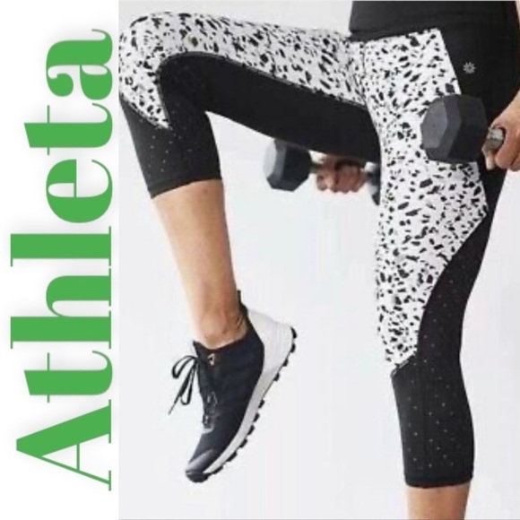 ATHLETA Stealth TruCool Black & White Capri Leggings, Size Small - Picture 3 of 11